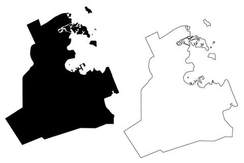 Doha City (State of Qatar, Ad-Dawhah municipality) map vector illustration, s Stock Illustration