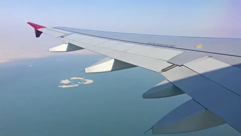 Doha city view , Qatar from windows of airplane Video stock 114303046