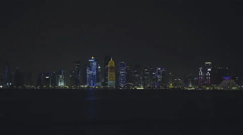 Doha cityscape at night Stock Footage 55652984