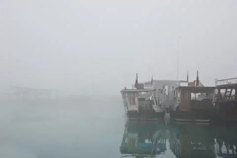 Doha corniche harbor at winter time Stock Photos