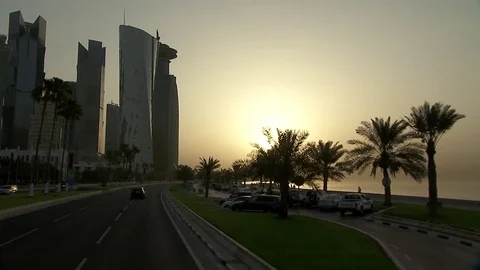 Doha Corniche Sunrise Qatar 動画素材 76892748