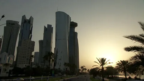 Doha Corniche Sunrise Qatar Stock Footage 76924949