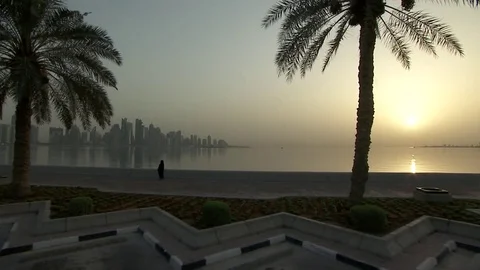 Doha Corniche Sunrise Qatar 動画素材 76940704