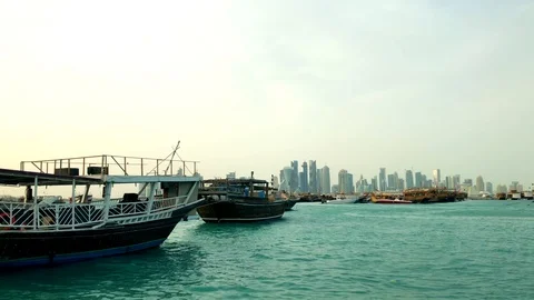 Doha harbor Stock Footage