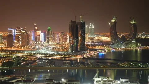 Doha Lusail downtown skyline timelapse, Qatar, Middle East. Stock Footage 169164446