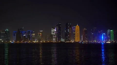 Doha at night Stock Footage 82296777
