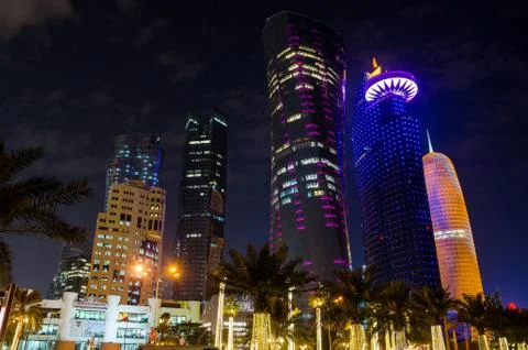 Doha at night Stock Photos