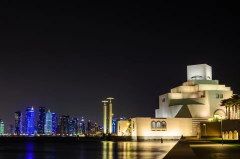 Doha at night Stock Photos