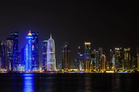 Doha at night Stock Photos