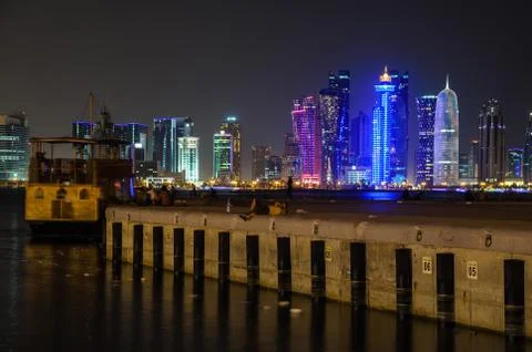 Doha at night Stock Photos