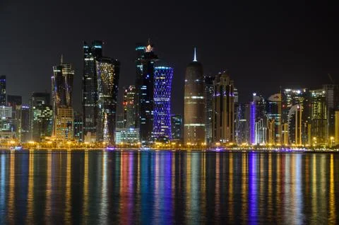 Doha at night Stock Photos