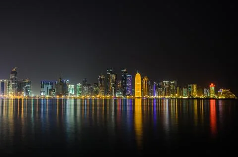 Doha at night Stock Photos