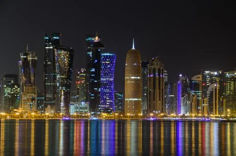 Doha at night Stock Photos
