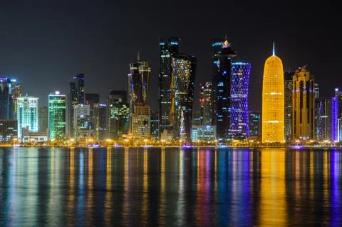 Doha at night Stock Photos