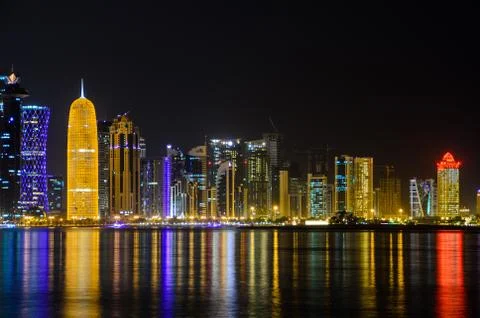 Doha at night Stock Photos
