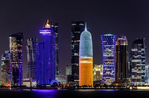 Doha at night Stock Photos