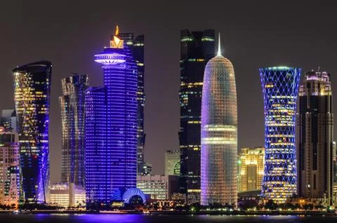 Doha at night Stock Photos