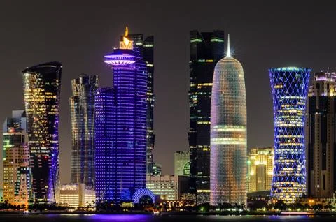 Doha at night Stock Photos