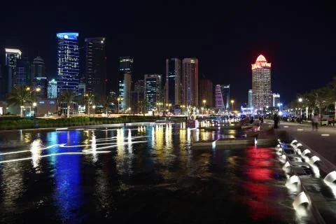 Doha at night, Qatar Stock Photos