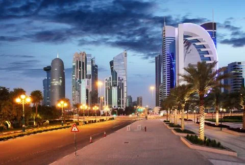 Doha at night, Qatar Stock Photos