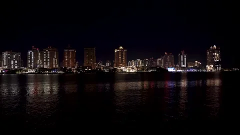 Doha Night Skyline Waterfront Architecture Qatar Cityscape Stock Footage 337821154
