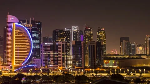 Doha nighttime timelapse streets cityscape Stock Footage 219228221