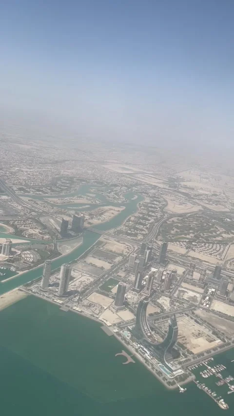 Doha panorama from the plane Stock Footage 254487243