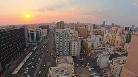 Doha, Qatar - 19th january, 2026: Doha downtown skyline with dense traffic .. Stock Footage 328529609