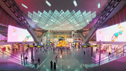 Doha, Qatar - 23rd, january, 2026: static timelapse Hamad International Air.. Stock Footage 328467190