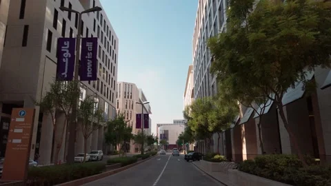 Doha, Qatar - 24 Oct. 2022: Pov Person Crossing Street in Msheireb Downtown o Stock Footage 325561006