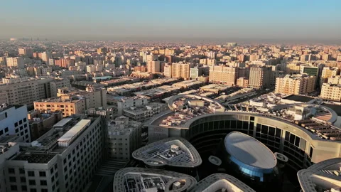 Doha, Qatar: Aerial view of resort city and modern business hub Video stock 334579211