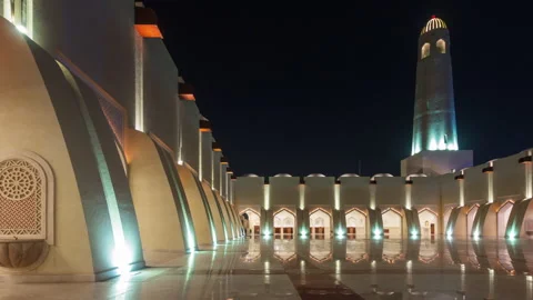 DOHA, QATAR - APRIL, 2023: mosque timelapse video night, Middle East Stock Footage 241914404