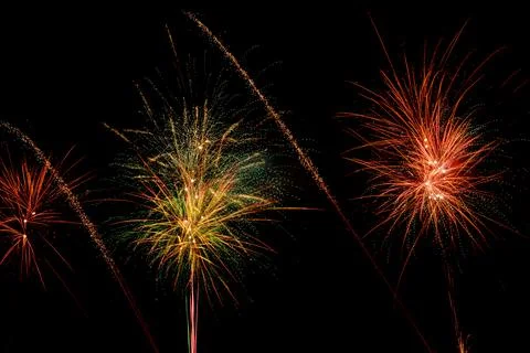 Doha, Qatar: Fireworks to celebrate Eid in the Old Souq Al Wakrah. Stock Photos