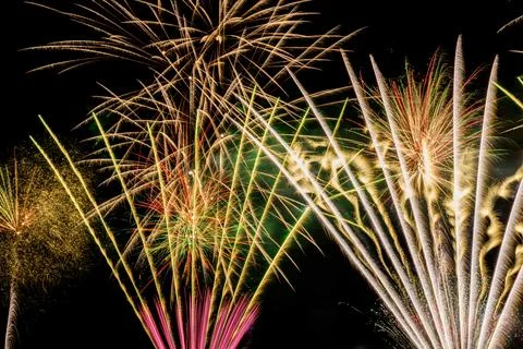 Doha, Qatar: Fireworks to celebrate Eid in the Old Souq Al Wakrah. Stock Photos