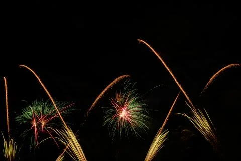Doha, Qatar: Fireworks to celebrate Eid in the Old Souq Al Wakrah. Stock Photos