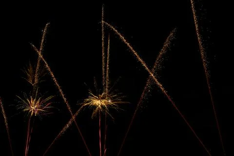 Doha, Qatar: Fireworks to celebrate Eid in the Old Souq Al Wakrah. Stock Photos