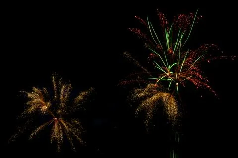 Doha, Qatar: Fireworks to celebrate Eid in the Old Souq Al Wakrah. Stock Photos