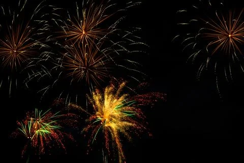 Doha, Qatar: Fireworks to celebrate Eid in the Old Souq Al Wakrah. Stock Photos