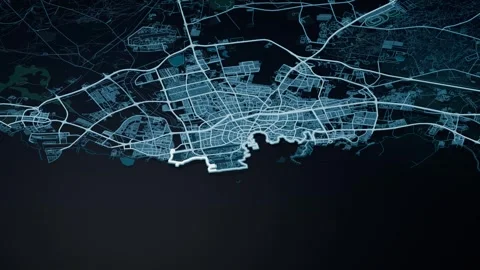 Doha Qatar Glowing Digital Map Animation 4K Video stock 337838014