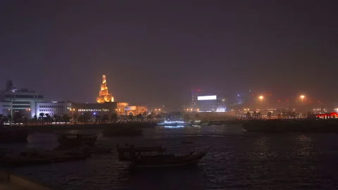 Doha, Qatar- January 14, 2020: Beautiful view of Doha city center Stock Footage 140292884