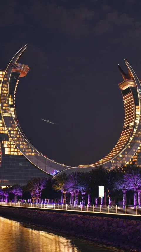 Doha, Qatar - january 6th, 2026: timelapse katara Towers at night in Lusail.. Stock Footage 341268168