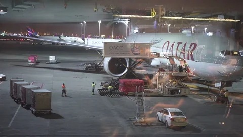DOHA, QATAR - MAY 10, 2019: Work staff at new Hamad International Airport. Stock Footage 121311717