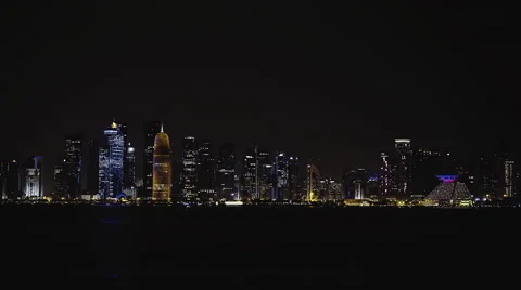 Doha- Qatar at night Stock Footage 55652337