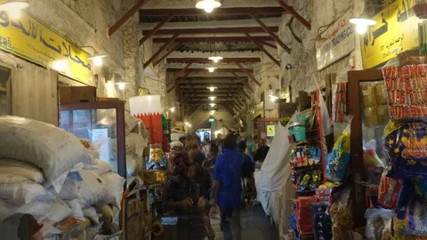 DOHA, QATAR- November 2019 Hyperlapse of Souq Waqif Stock Footage 120914890