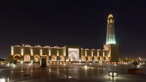 DOHA, QATAR - OCTOBER 25, 2024: Night view of the stunning architecture at the Stock Footage 289829701