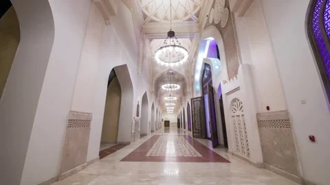 DOHA, QATAR - OCTOBER 25, 2024: Elegant interior of a modern cultural center Stock Footage 289832055