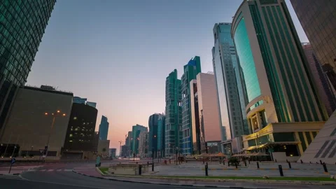 DOHA, QATAR - OCTOBER 25, 2024: Early morning in the city as sunlight begins to Video stock 289833277
