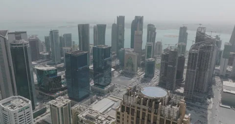 Doha, Qatar. Push in Drone shot in Al Dafna. Stock Footage 178932553
