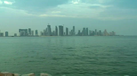 DOHA QATAR SKYLINE Stock Footage 662823