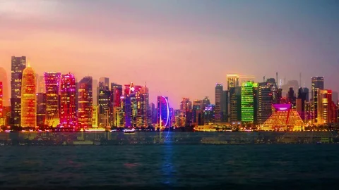 DOHA QATAR skyline timelapse Vídeo Stock 101024235